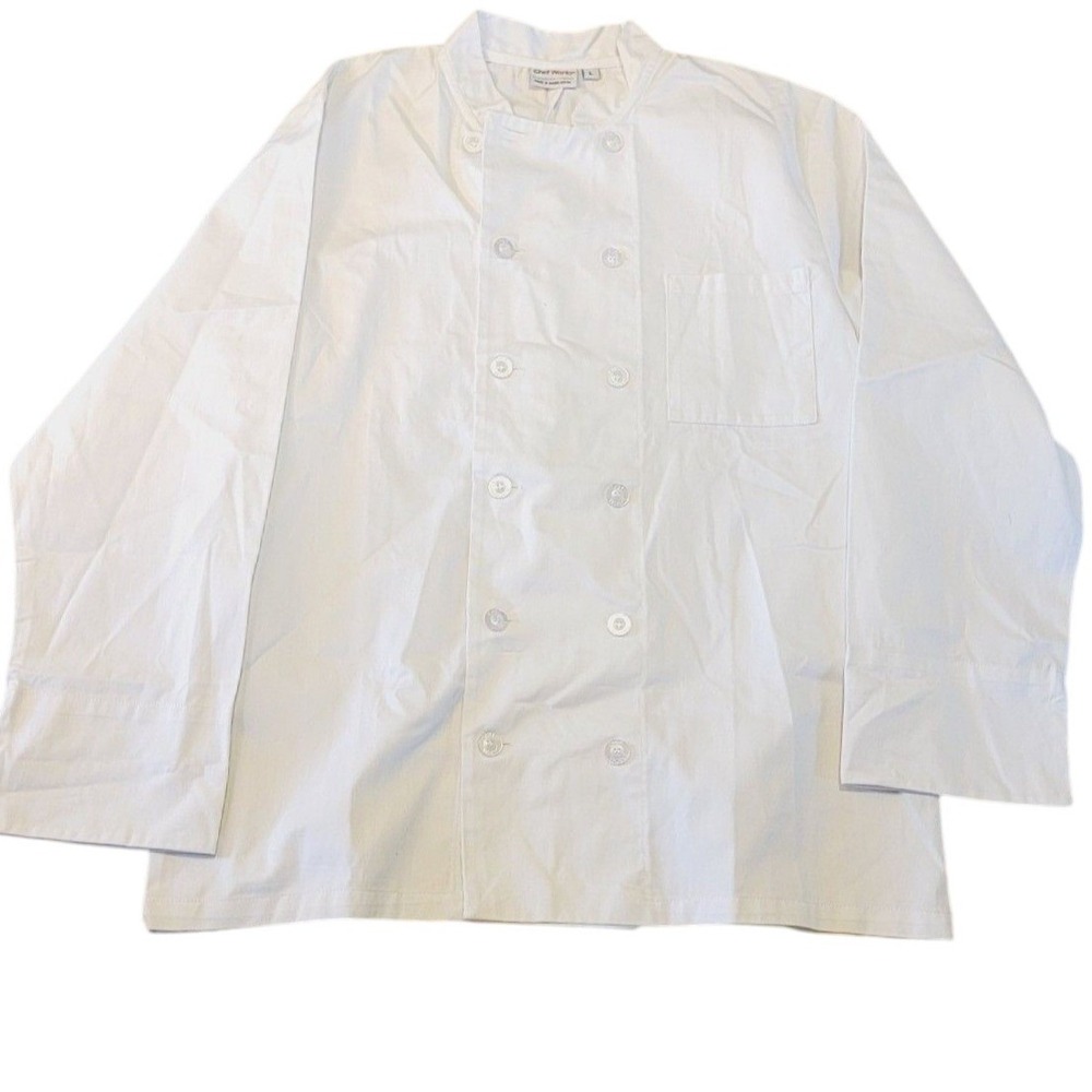 Chef Works L Chef's Coat Jacket White Size Large Long Sleeve NWT‎